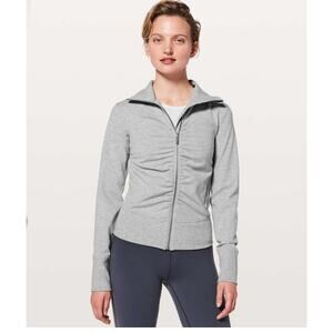 Lululemon Full Zip Gather Up Jacket Women’s Size 12 Heathered Light Gray Pockets